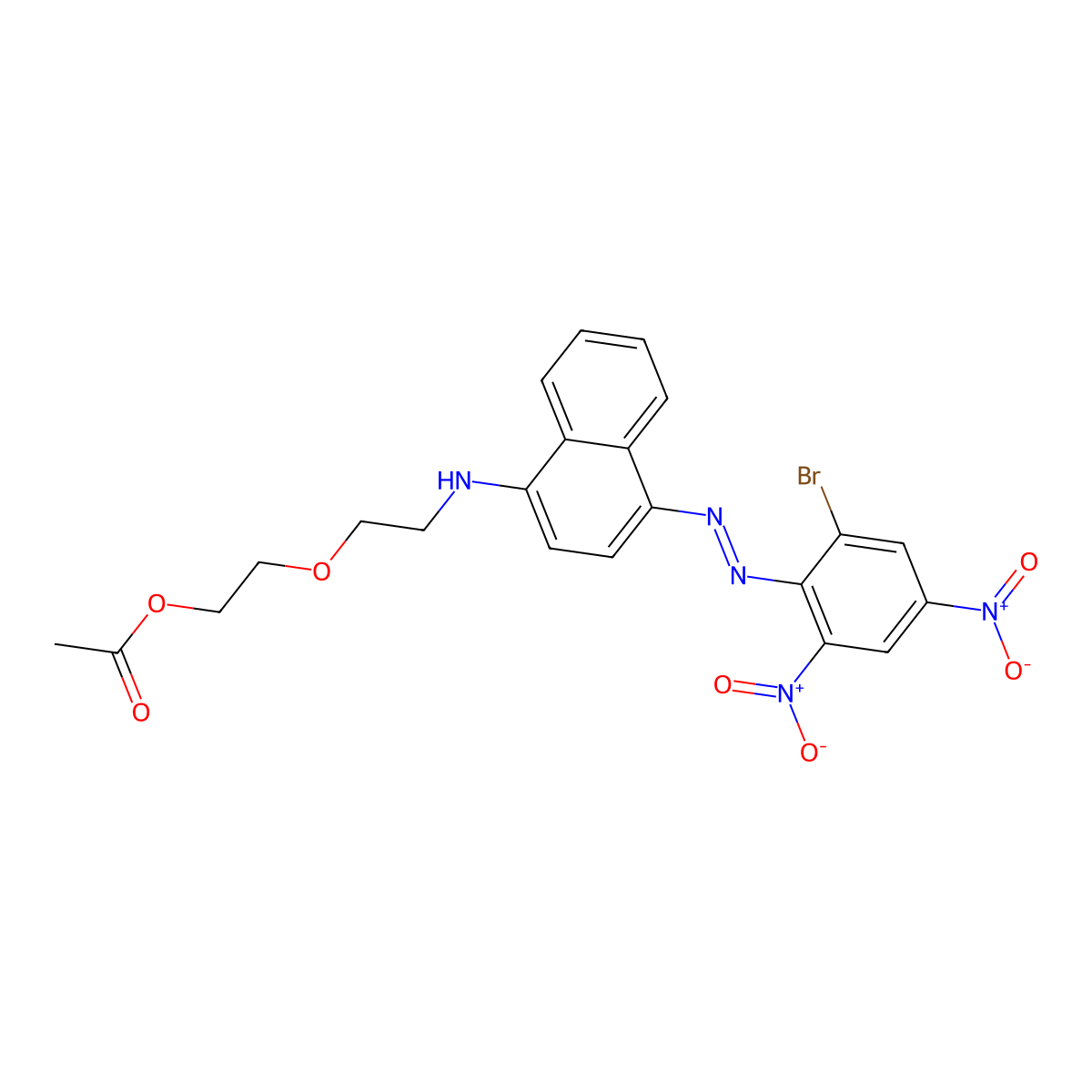 Ethanol, 2-(2-((4-(2-(2-bromo-4,6-dinitrophenyl)diazenyl)-1-naphthalenyl)amino)ethoxy)-, 1-acetate molecular structure, CAS 57119-83-2