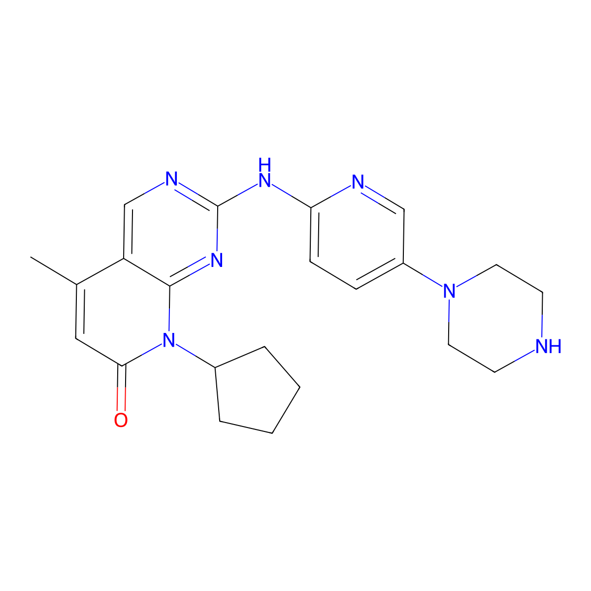 Pyrido[2,3-d]pyriMidin-7(8H)-one, 8-cyclopentyl-5-Methyl-2-[[5-(1-piperazinyl)-2-pyridinyl]aMino]- molecular structure, CAS 571190-22-2