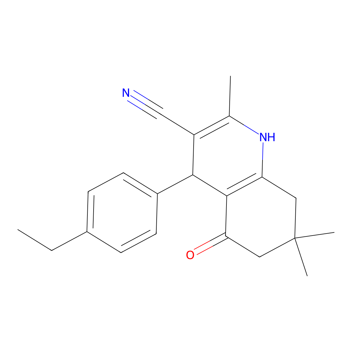 4-(4-Ethylphenyl)-2,7,7-trimethyl-5-oxo-1,4,5,6,7,8-hexahydroquinoline-3-carbonitrile molecular structure, CAS 5712-36-7