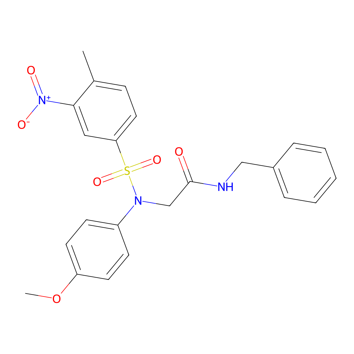 N-Benzyl-2-[(4-methoxyphenyl)-(4-methyl-3-nitro-phenyl)sulfonyl-amino]acetamide molecular structure, CAS 5712-41-4