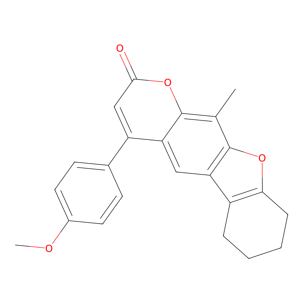 4-(4-methoxyphenyl)-11-methyl-6,7,8,9-tetrahydro-2H-[1]benzofuro[3,2-g]chromen-2-one molecular structure, CAS 571207-72-2