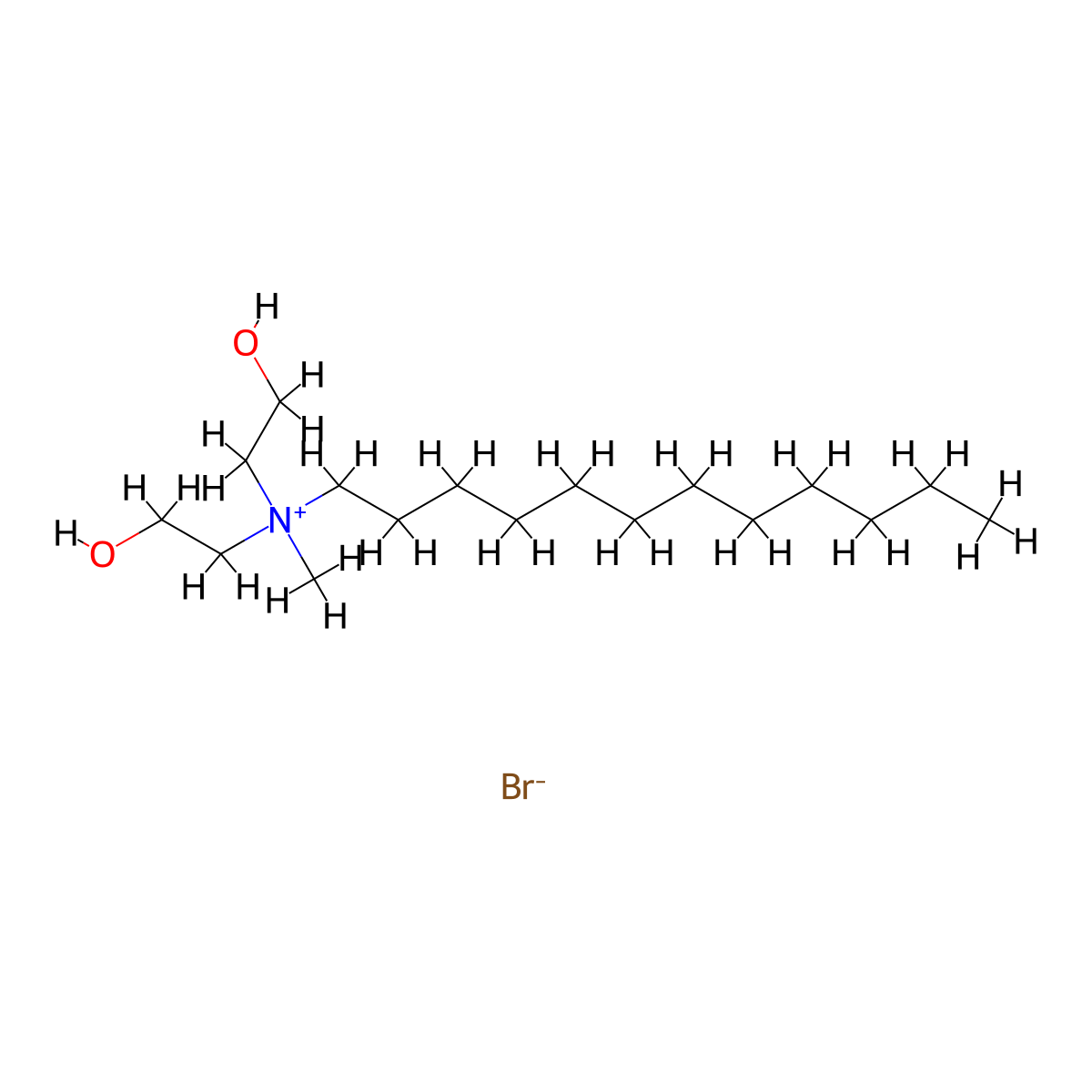 N,N-Bis(2-hydroxyethyl)-N-methyldodecan-1-aminium bromide molecular structure, CAS 57122-49-3