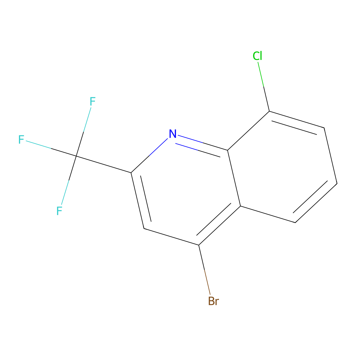 4-Bromo-8-chloro-2-(trifluoromethyl)quinoline molecular structure, CAS 57124-18-2