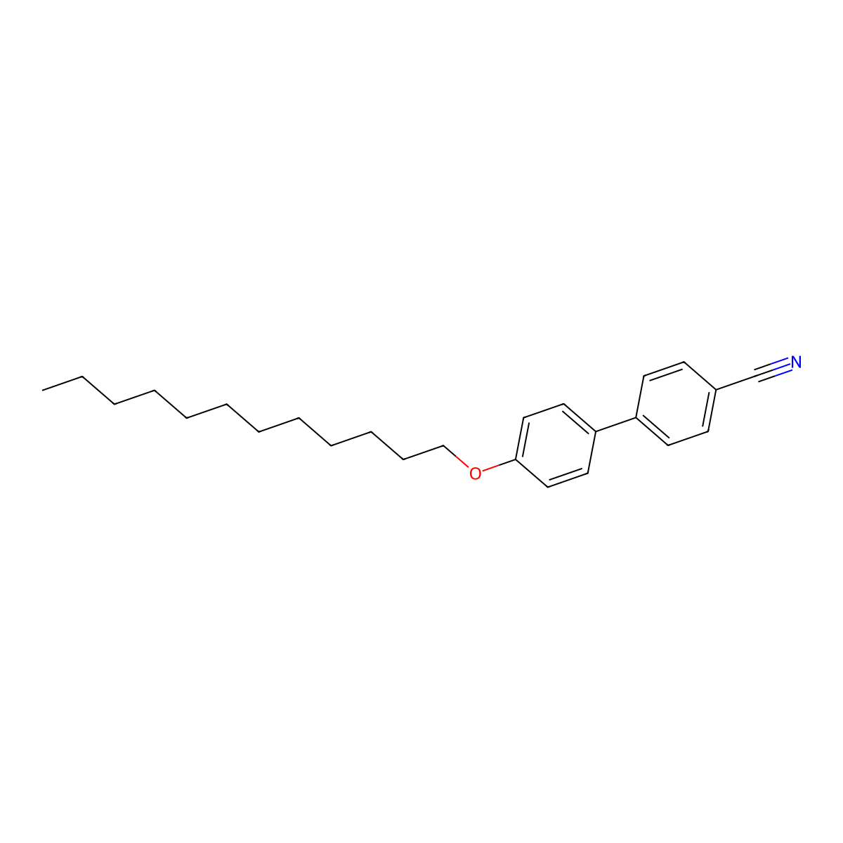 [1,1'-Biphenyl]-4-carbonitrile, 4'-(dodecyloxy)- molecular structure, CAS 57125-50-5