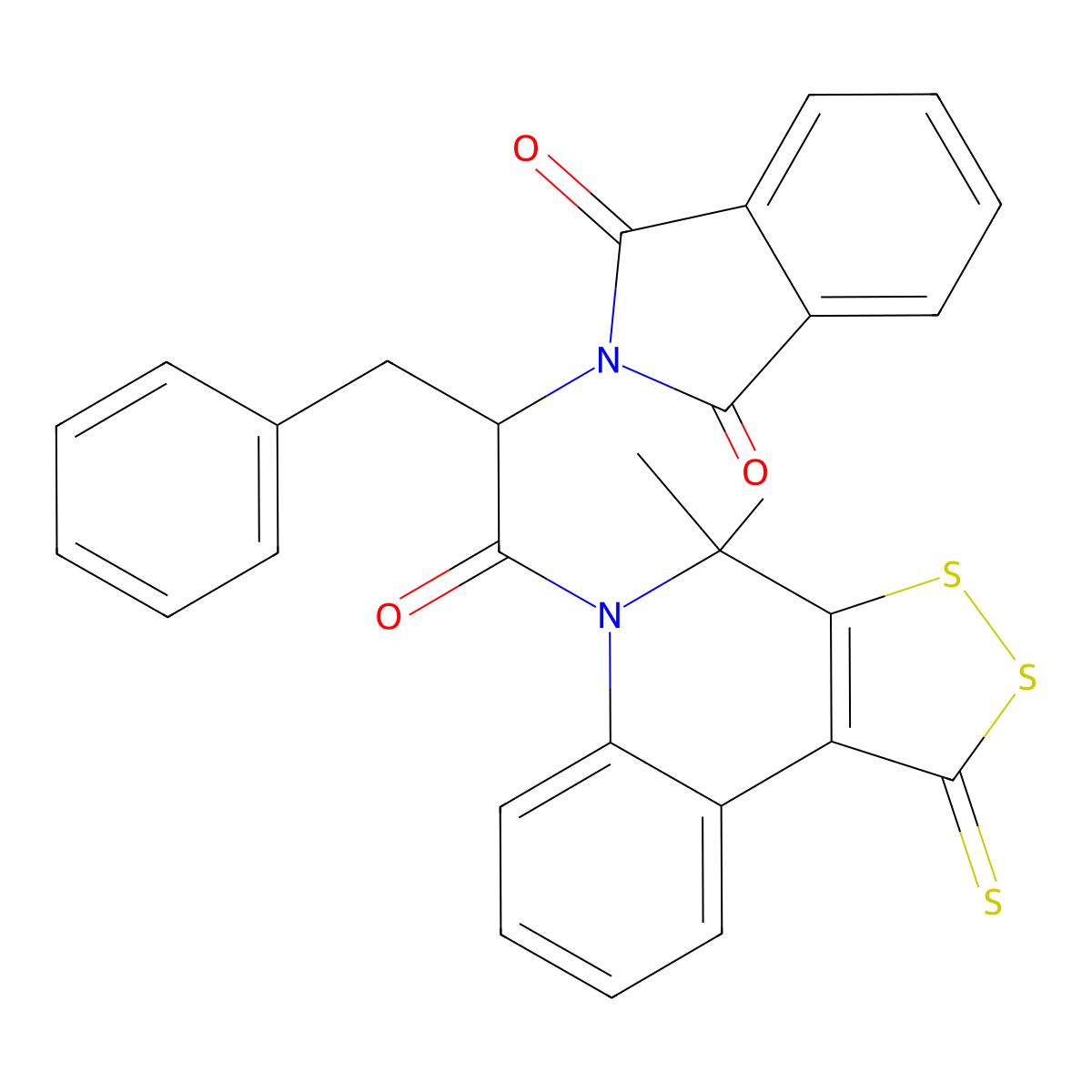 2-[1-(4,4-Dimethyl-1-sulfanylidenedithiolo[3,4-c]quinolin-5-yl)-1-oxo-3-phenylpropan-2-yl]isoindole-1,3-dione molecular structure, CAS 5713-18-8