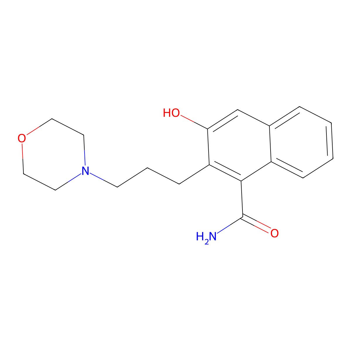 3-Hydroxy-2-(3-(morpholino)propyl)naphthalene-1-carboxamide molecular structure, CAS 57133-25-2