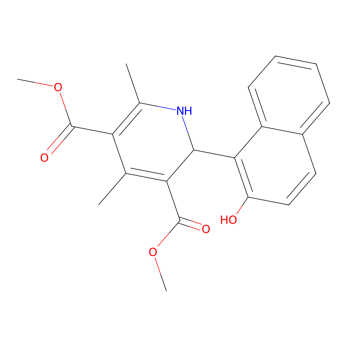 Dimethyl 2-(2-hydroxynaphthalen-1-yl)-4,6-dimethyl-1,2-dihydropyridine-3,5-dicarboxylate molecular structure, CAS 5714-31-8