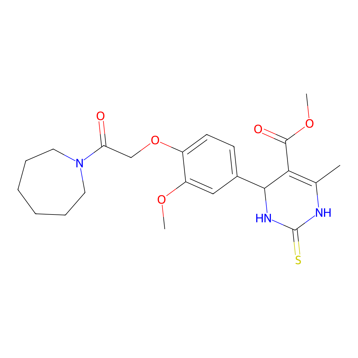 methyl 4-[4-[2-(azepan-1-yl)-2-oxoethoxy]-3-methoxyphenyl]-6-methyl-2-sulfanylidene-3,4-dihydro-1H-pyrimidine-5-carboxylate molecular structure, CAS 5714-74-9
