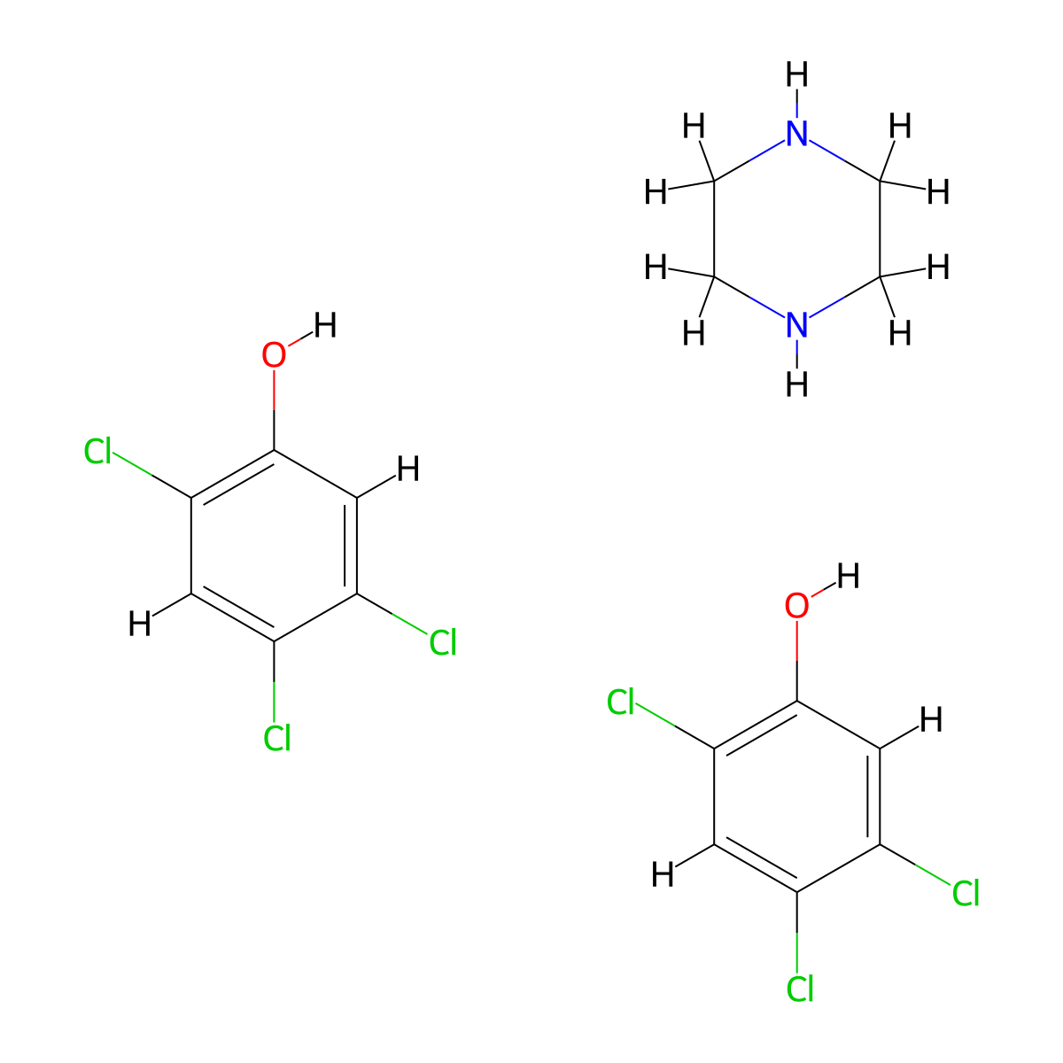 Triclofenol Piperazine molecular structure, CAS 5714-82-9