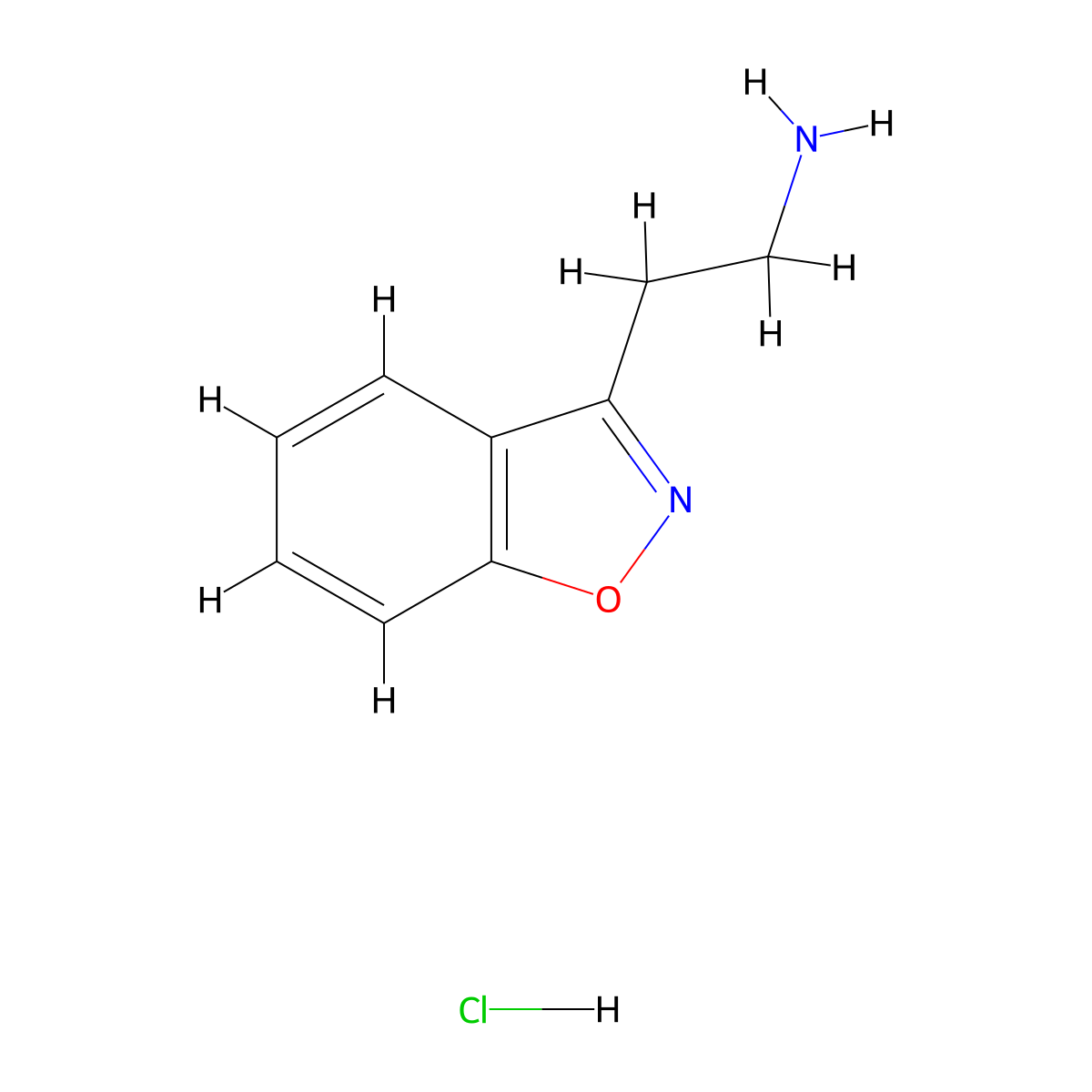 2-(1,2-Benzoxazol-3-yl)ethan-1-amine hydrochloride molecular structure, CAS 57148-89-7