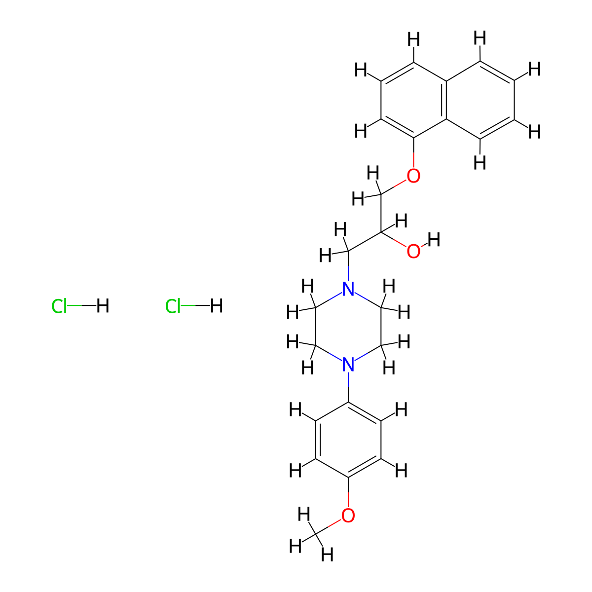 1-(4-(4-Methoxyphenyl)piperazin-1-yl)-3-(naphthalen-1-yloxy)propan-2-ol dihydrochloride molecular structure, CAS 57149-09-4