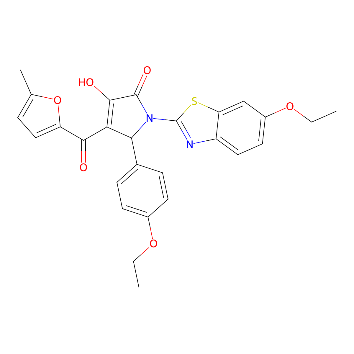 1-(6-Ethoxy-1,3-benzothiazol-2-yl)-5-(4-ethoxyphenyl)-3-hydroxy-4-(5-methylfuran-2-carbonyl)-1,5-dihydro-2H-pyrrol-2-one molecular structure, CAS 5715-58-2