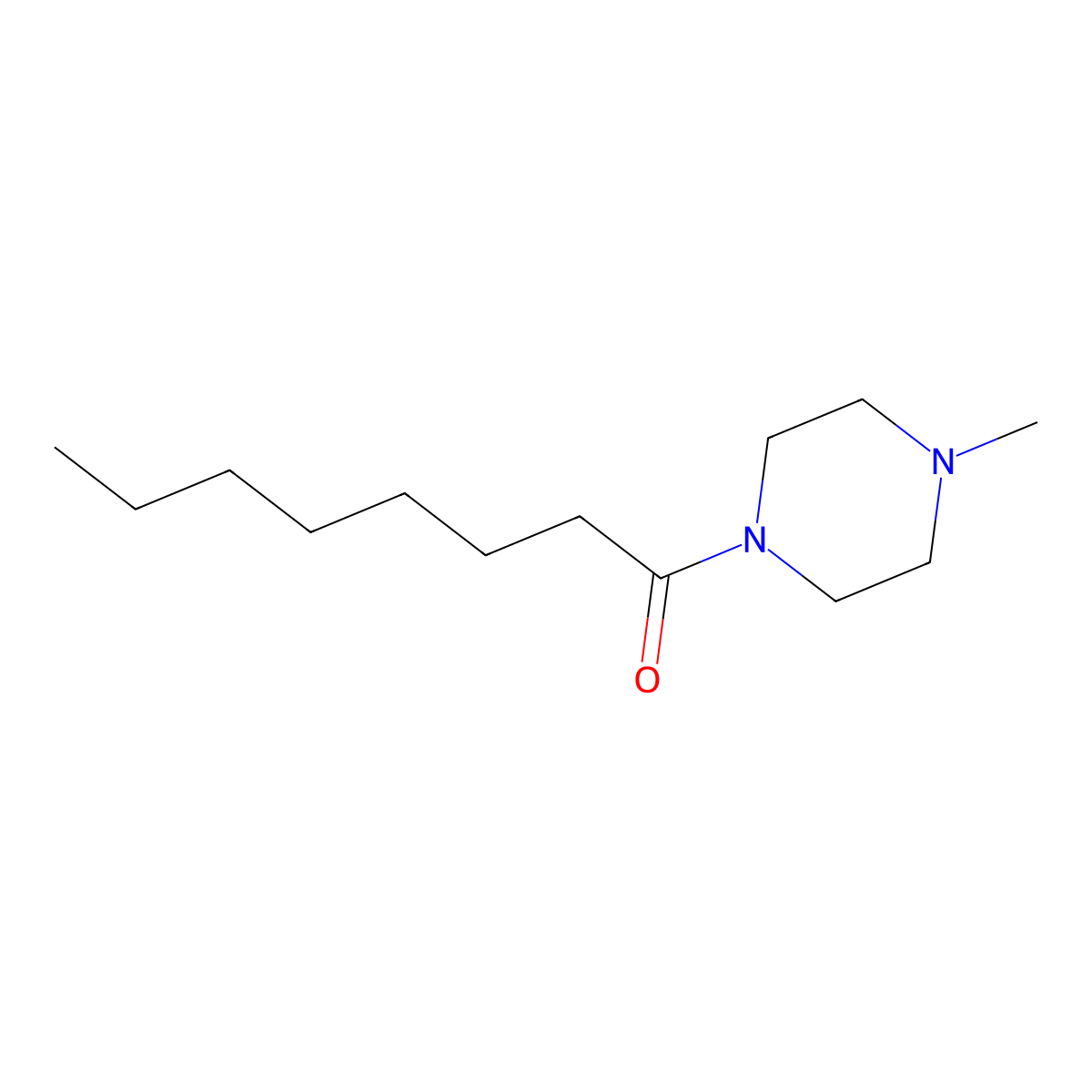 Piperazine, 4-methyl-1-octanoyl- molecular structure, CAS 57150-48-8