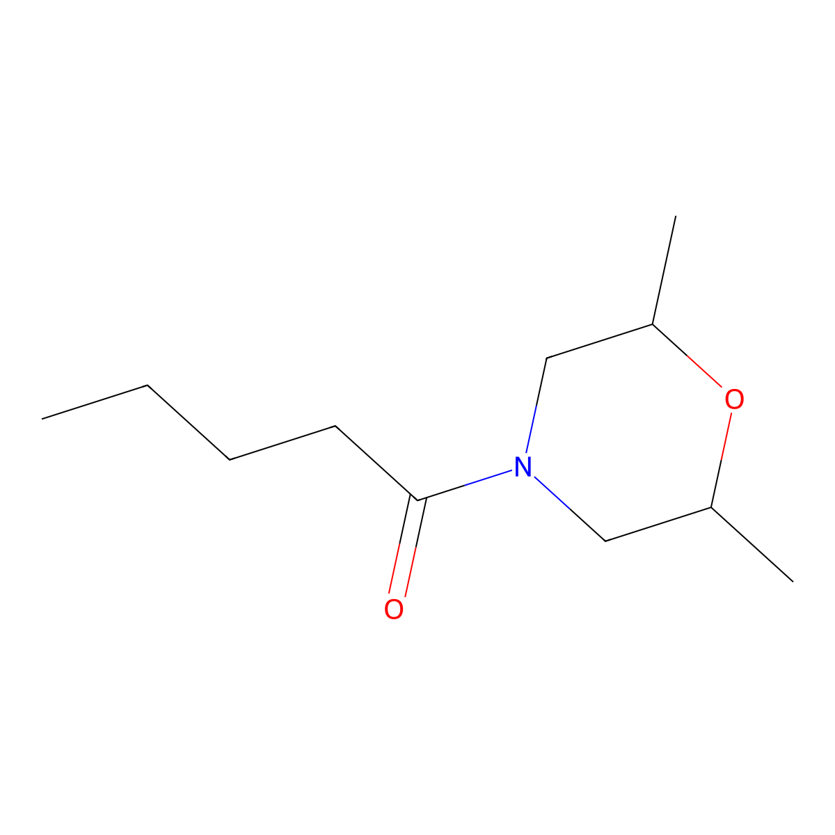 1-(2,6-Dimethylmorpholin-4-yl)pentan-1-one molecular structure, CAS 57150-51-3
