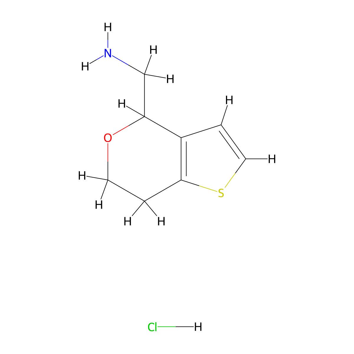 {4H,6H,7H-thieno[3,2-c]pyran-4-yl}methanamine hydrochloride molecular structure, CAS 57153-42-1