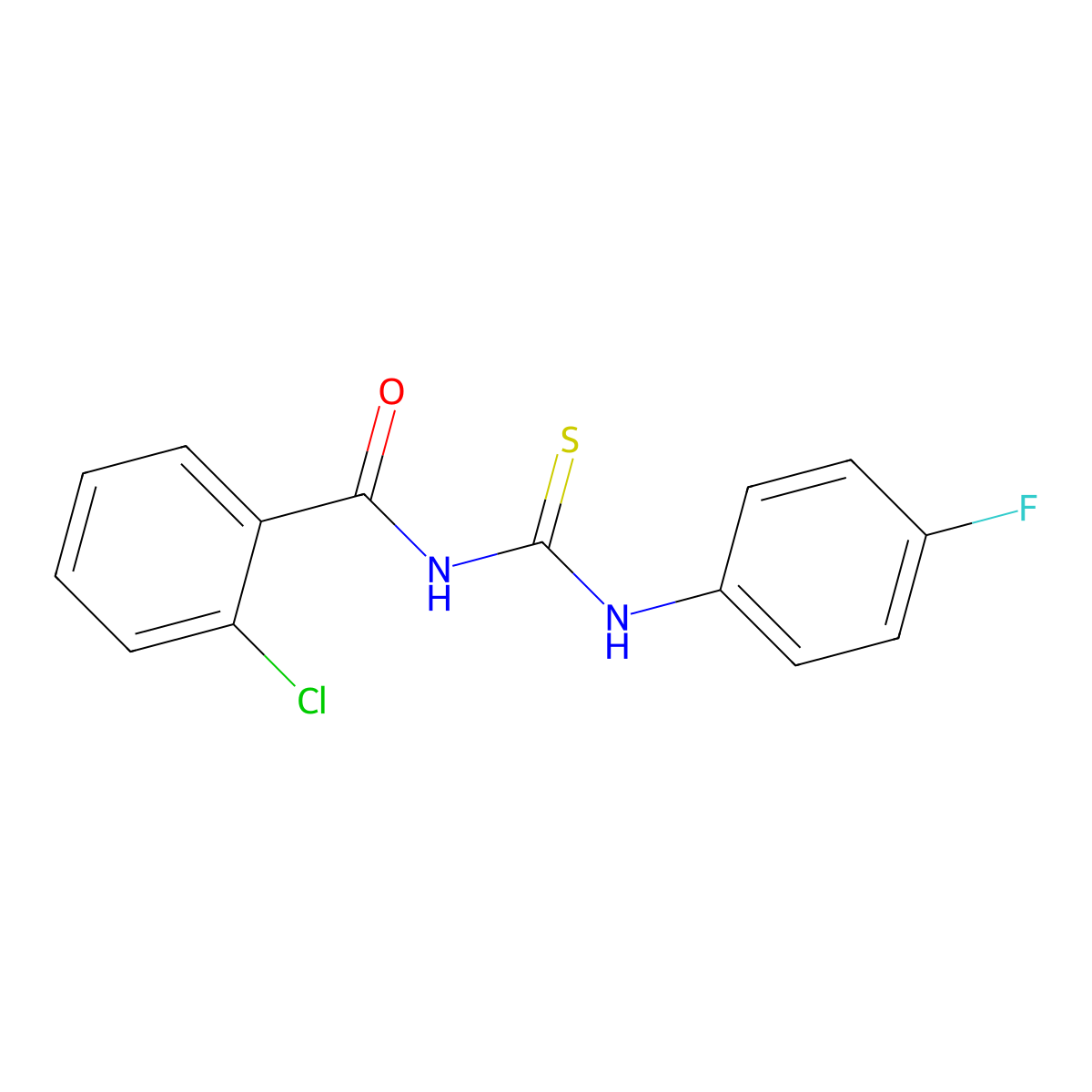 2-chloro-N-[(4-fluorophenyl)carbamothioyl]benzamide molecular structure, CAS 57160-59-5