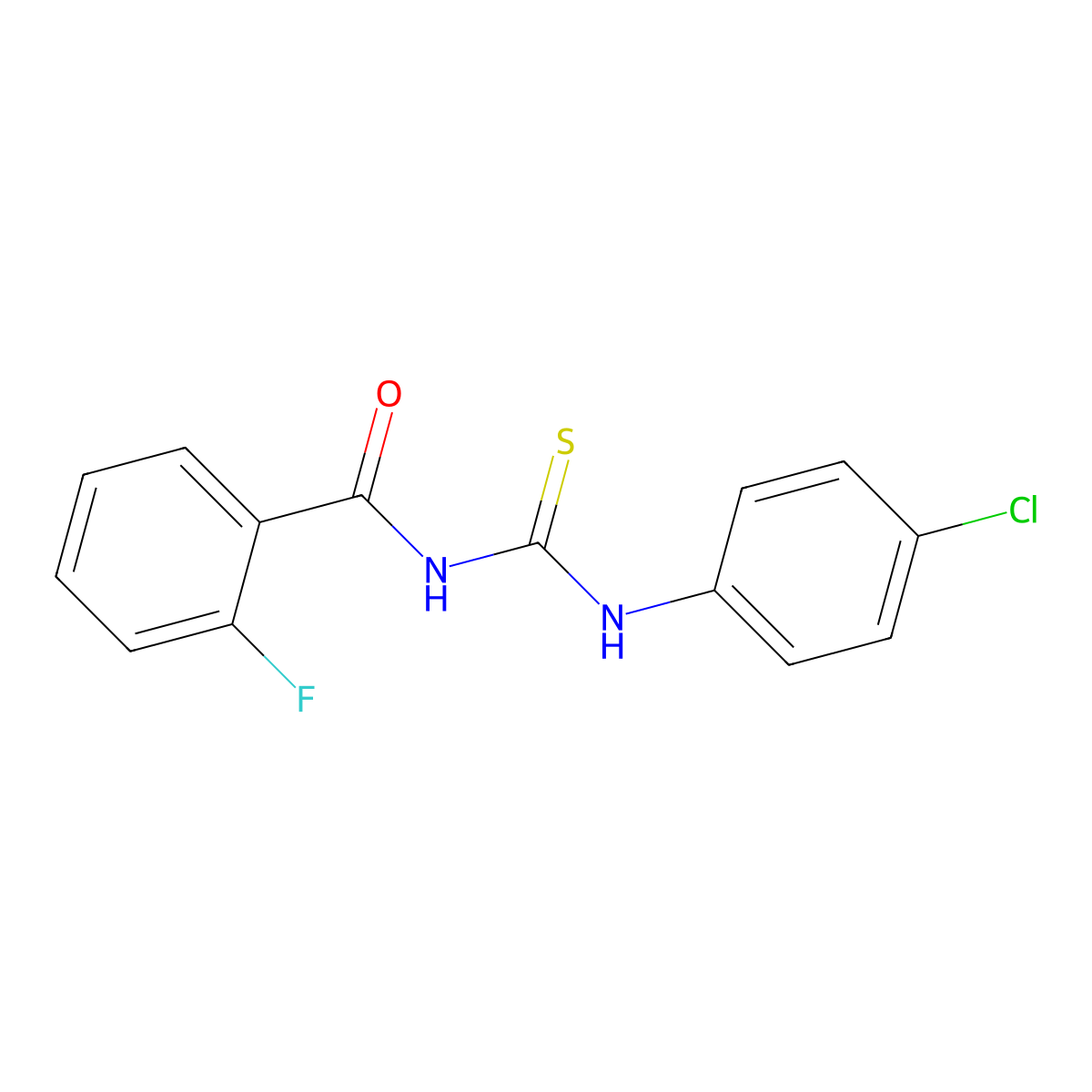 N-[(4-chlorophenyl)carbamothioyl]-2-fluorobenzamide molecular structure, CAS 57160-62-0