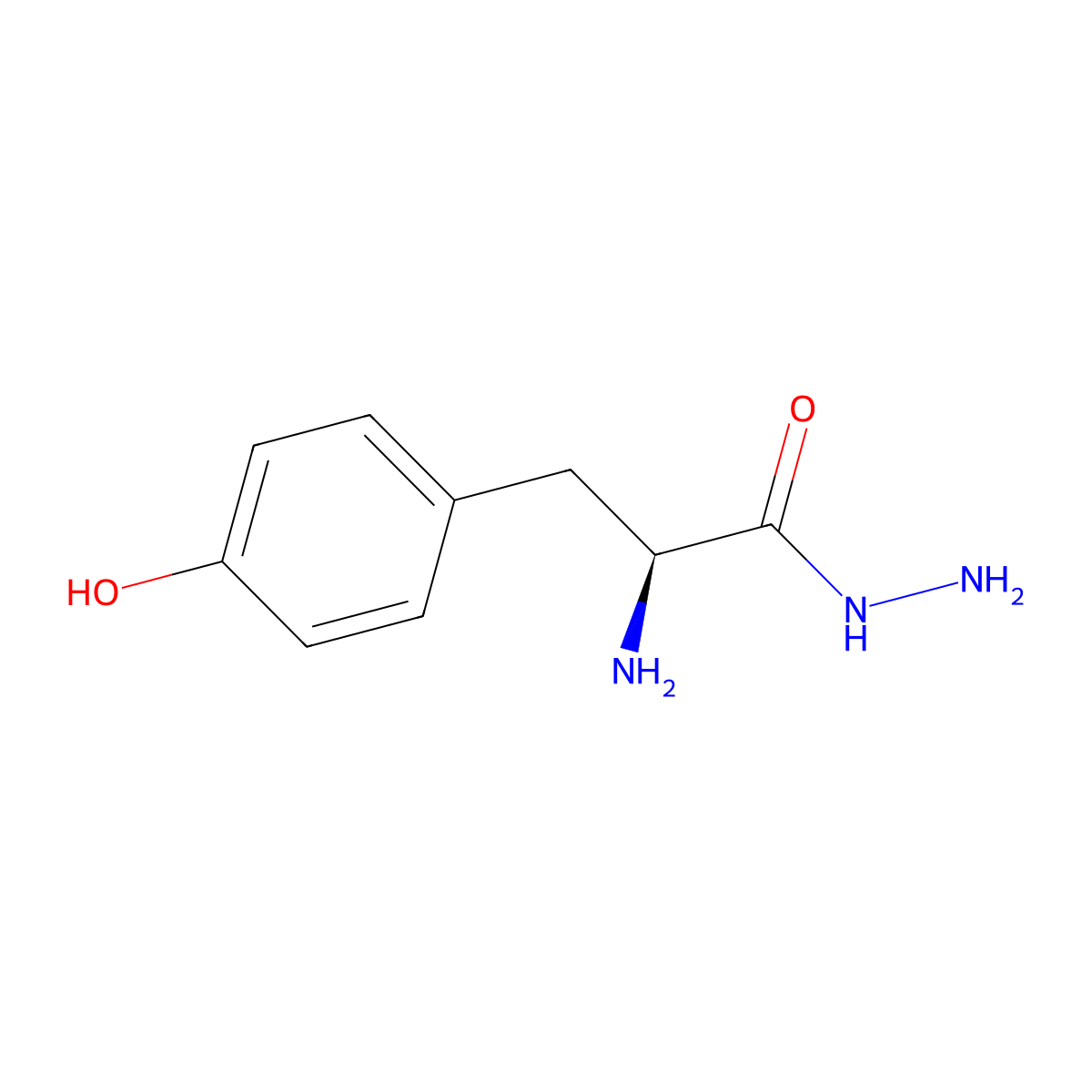 L-Tyrosine, hydrazide molecular structure, CAS 57165-94-3