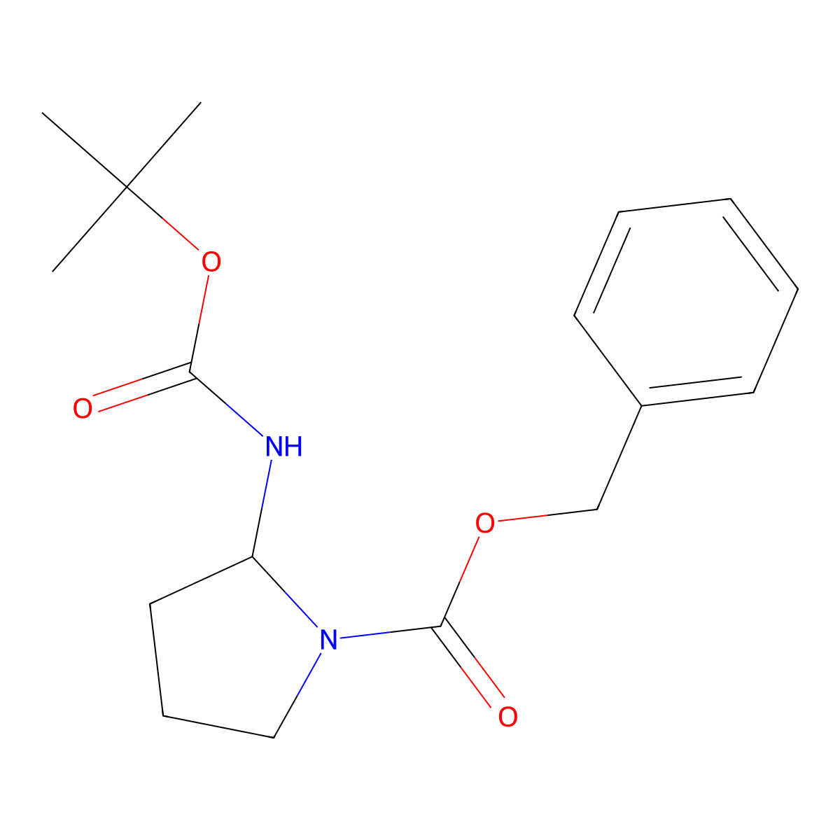 Benzyl 2-((tert-butoxycarbonyl)amino)pyrrolidine-1-carboxylate molecular structure, CAS 57173-60-1