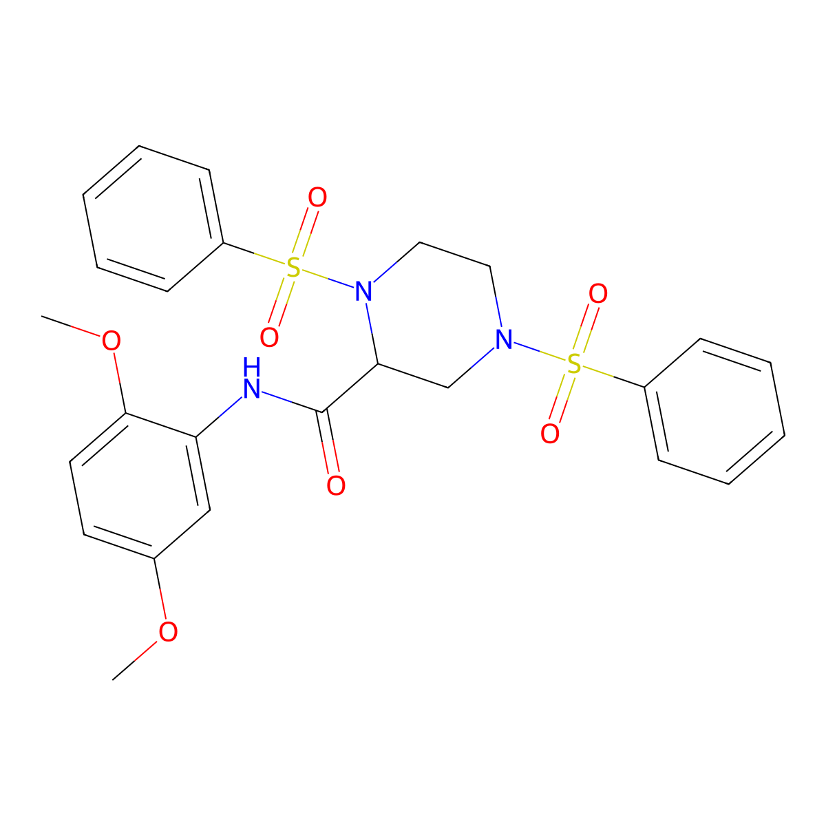 1,4-bis(benzenesulfonyl)-N-(2,5-dimethoxyphenyl)piperazine-2-carboxamide molecular structure, CAS 5718-56-9