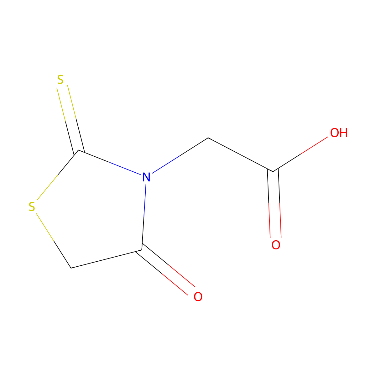 3-Thiazolidineacetic acid, 4-oxo-2-thioxo- molecular structure, CAS 5718-83-2