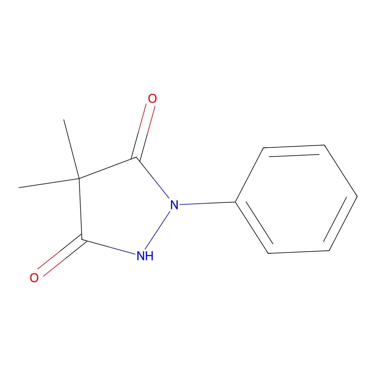 4,4-Dimethyl-1-phenylpyrazolidine-3,5-dione molecular structure, CAS 57186-07-9