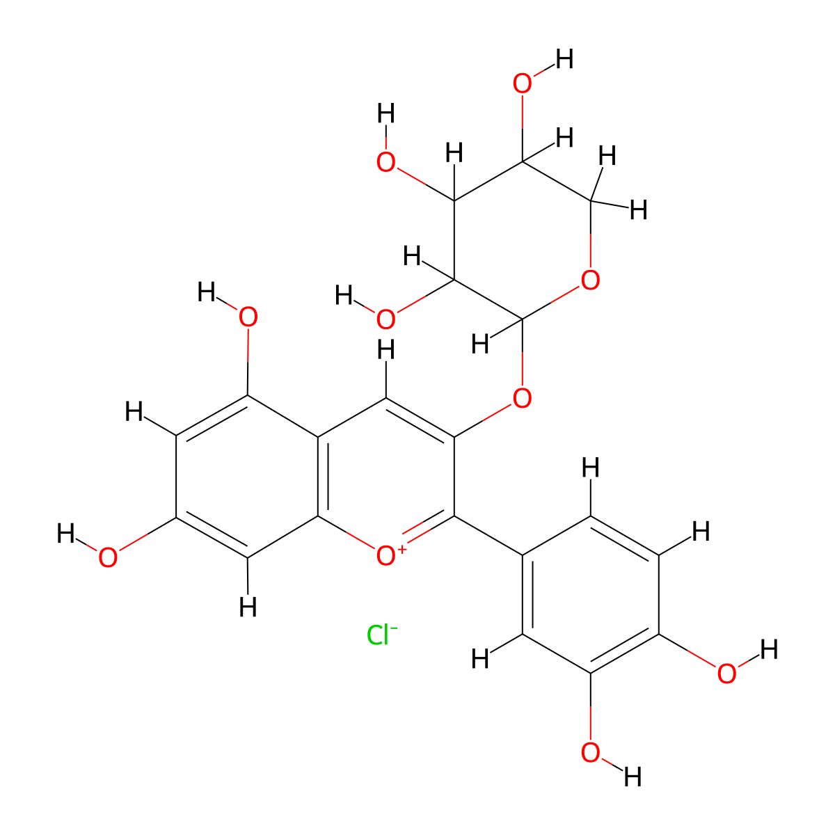Cyanidin 3-Xyloside molecular structure, CAS 57186-11-5