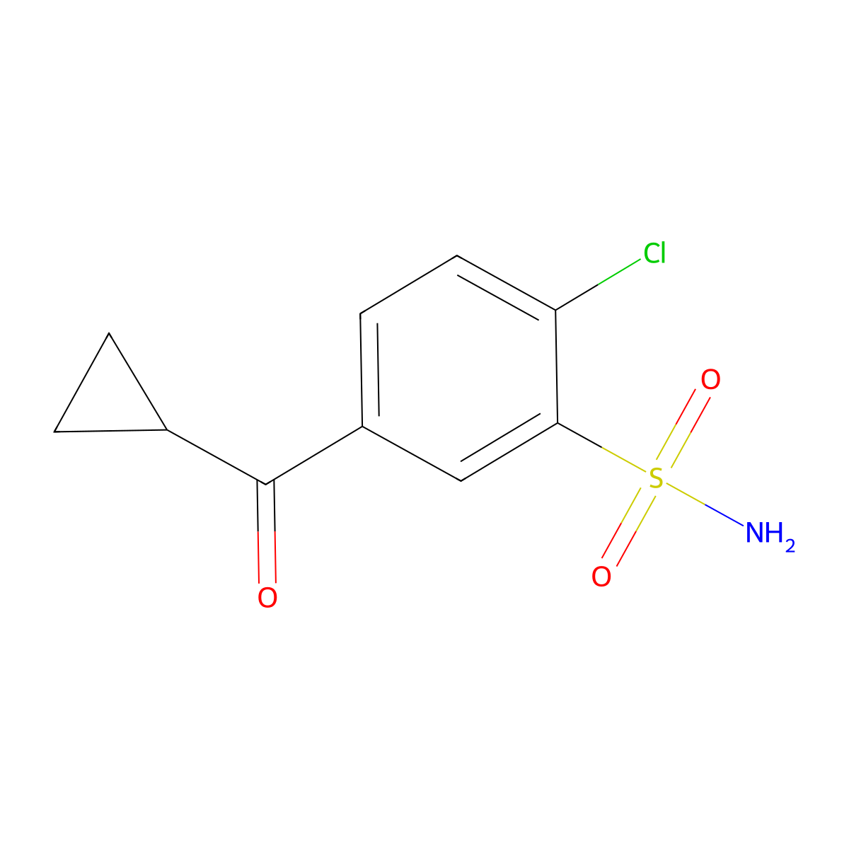 2-Chloro-5-cyclopropanecarbonylbenzene-1-sulfonamide molecular structure, CAS 57189-93-2