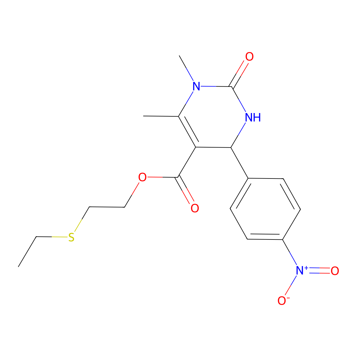 2-(Ethylsulfanyl)ethyl 1,6-dimethyl-4-(4-nitrophenyl)-2-oxo-1,2,3,4-tetrahydropyrimidine-5-carboxylate molecular structure, CAS 5719-78-8