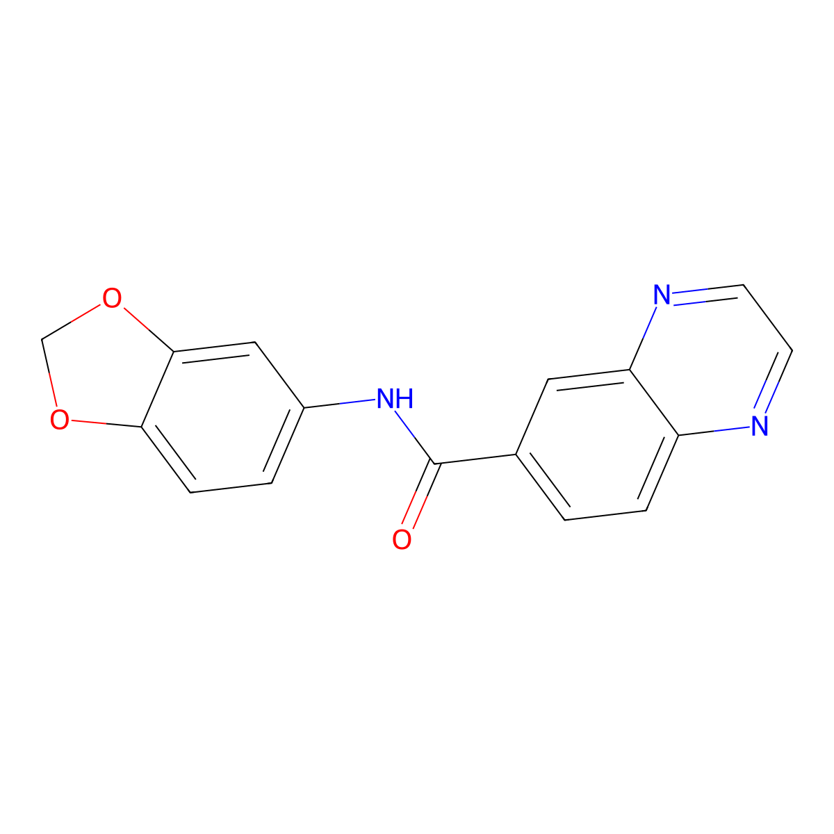 N-(1,3-benzodioxol-5-yl)quinoxaline-6-carboxamide molecular structure, CAS 571910-61-7