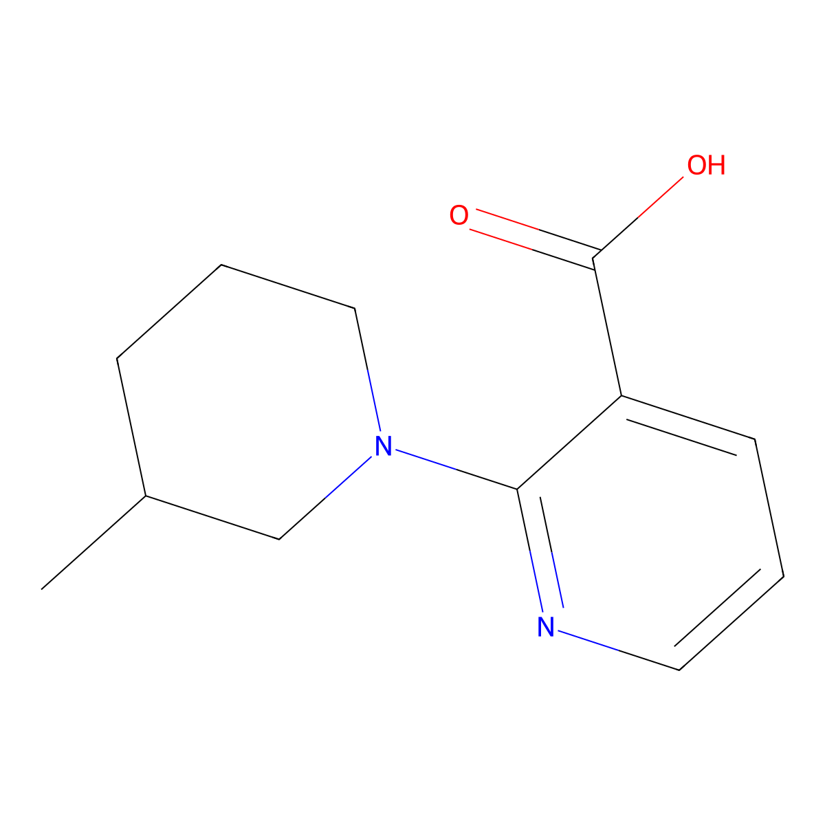 2-(3-Methylpiperidin-1-yl)pyridine-3-carboxylic acid molecular structure, CAS 571912-85-1