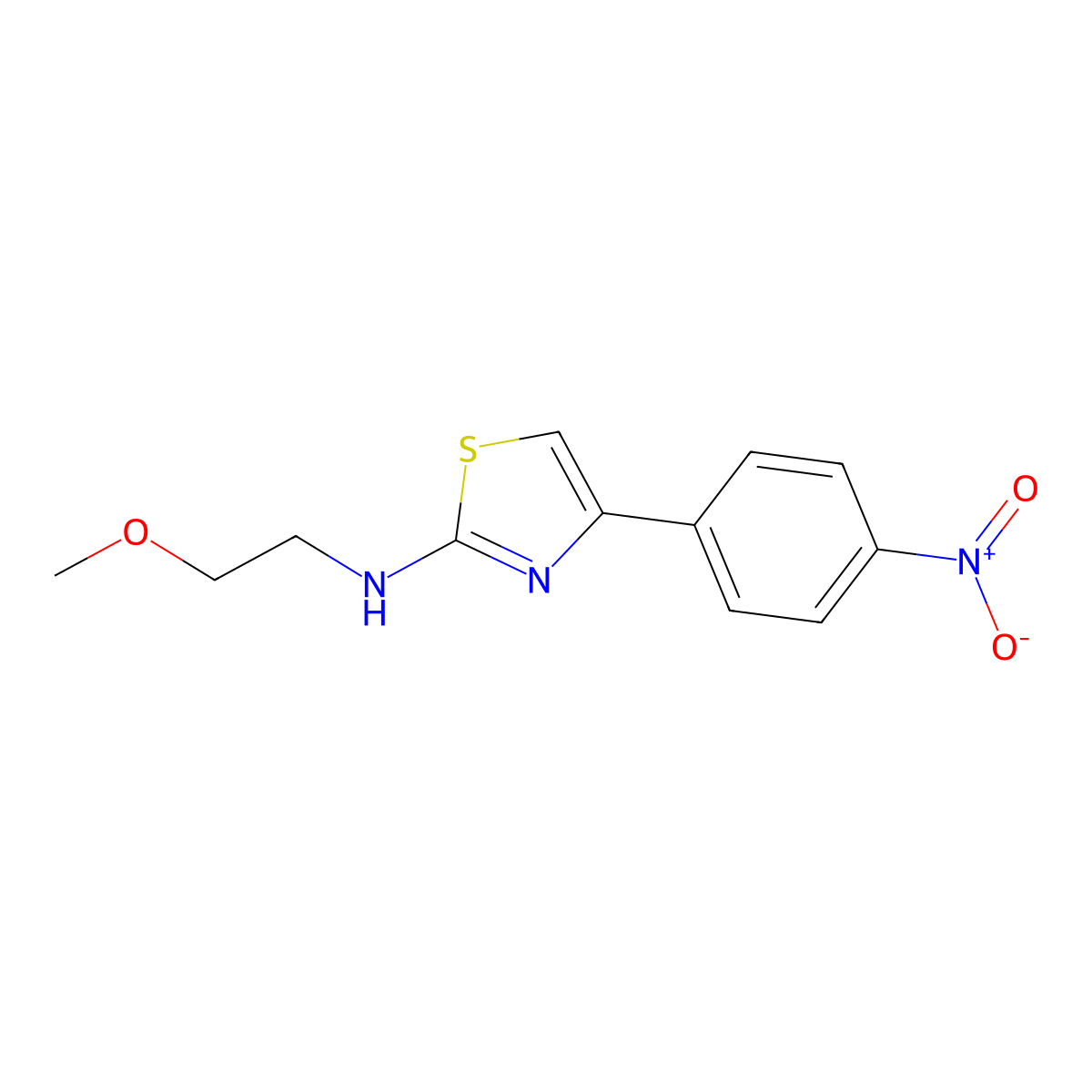 N-(2-methoxyethyl)-4-(4-nitrophenyl)-1,3-thiazol-2-amine molecular structure, CAS 571917-26-5