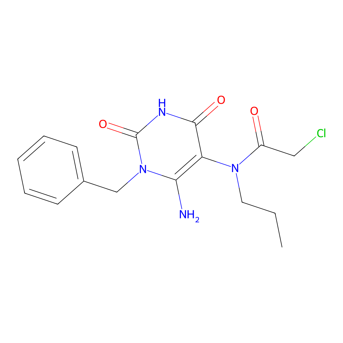 N-(6-amino-1-benzyl-2,4-dioxo-1,2,3,4-tetrahydropyrimidin-5-yl)-2-chloro-N-propylacetamide molecular structure, CAS 571917-28-7