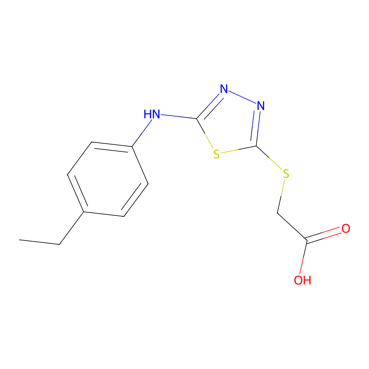 2-({5-[(4-Ethylphenyl)amino]-1,3,4-thiadiazol-2-yl}sulfanyl)acetic acid molecular structure, CAS 571919-39-6