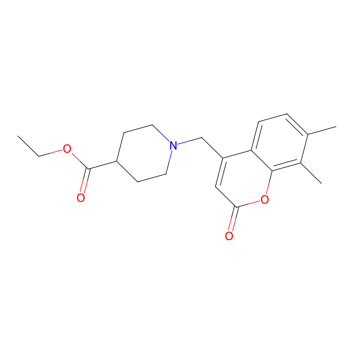 Ethyl 1-[(7,8-dimethyl-2-oxochromen-4-yl)methyl]piperidine-4-carboxylate molecular structure, CAS 571919-91-0