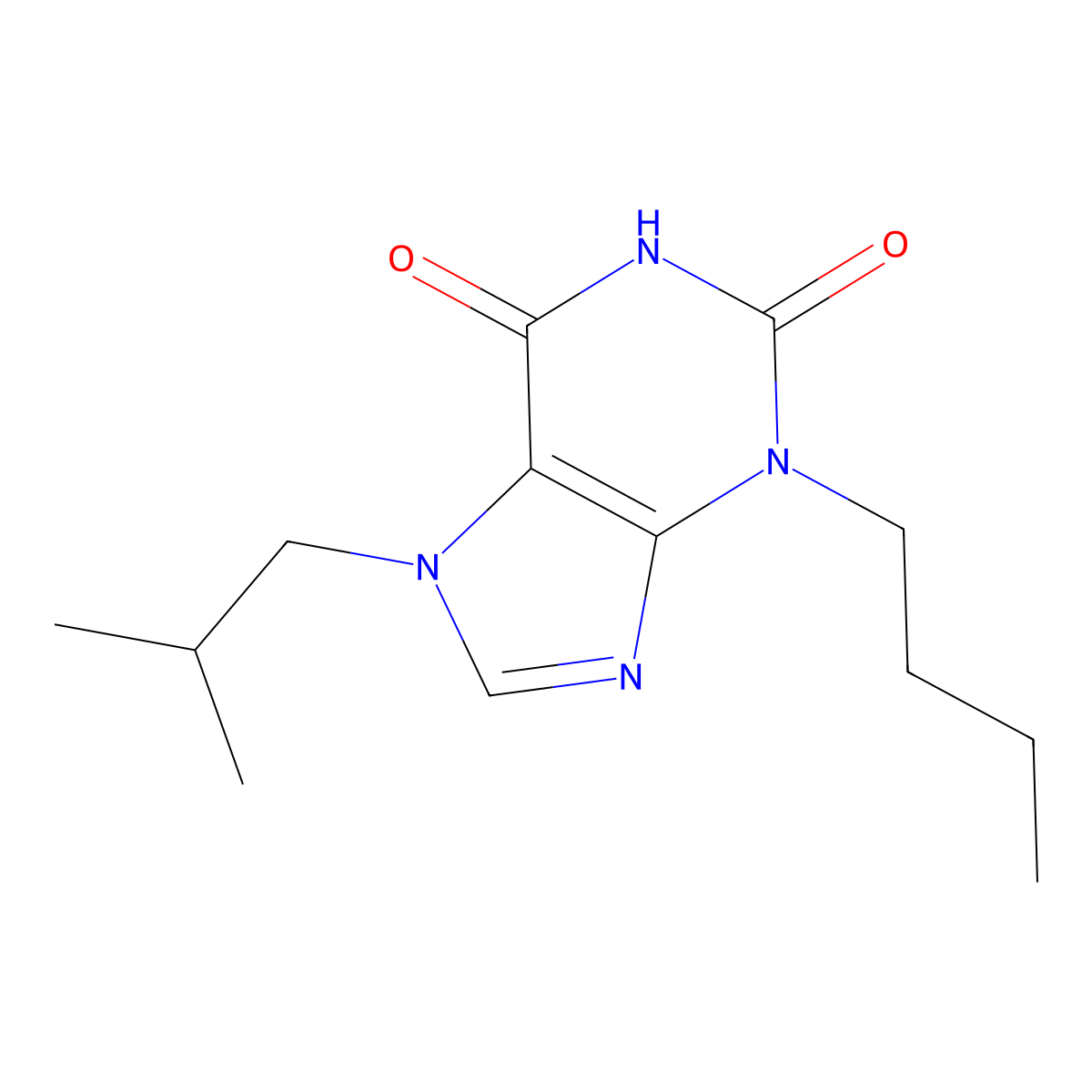 3-butyl-7-(2-methylpropyl)-2,3,6,7-tetrahydro-1H-purine-2,6-dione molecular structure, CAS 571920-82-6