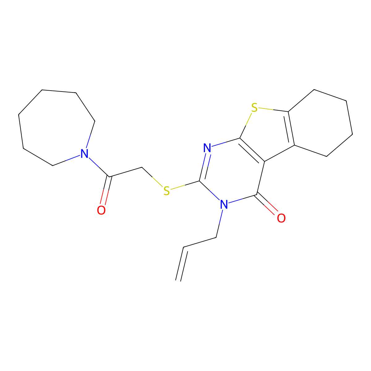 2-[2-(Azepan-1-yl)-2-oxoethyl]sulfanyl-3-prop-2-enyl-5,6,7,8-tetrahydro-[1]benzothiolo[2,3-d]pyrimidin-4-one molecular structure, CAS 571923-91-6