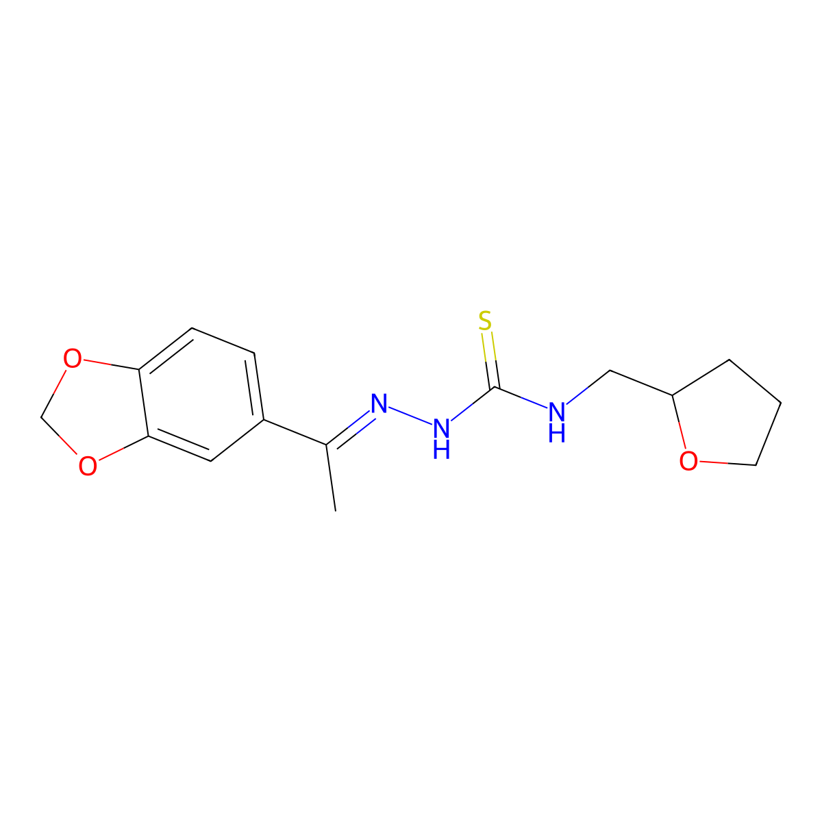 1-{[1-(2H-1,3-benzodioxol-5-yl)ethylidene]amino}-3-(oxolan-2-ylmethyl)thiourea molecular structure, CAS 571925-98-9