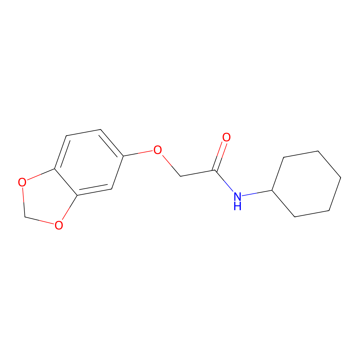 2-(1,3-benzodioxol-5-yloxy)-N-cyclohexylacetamide molecular structure, CAS 571928-77-3