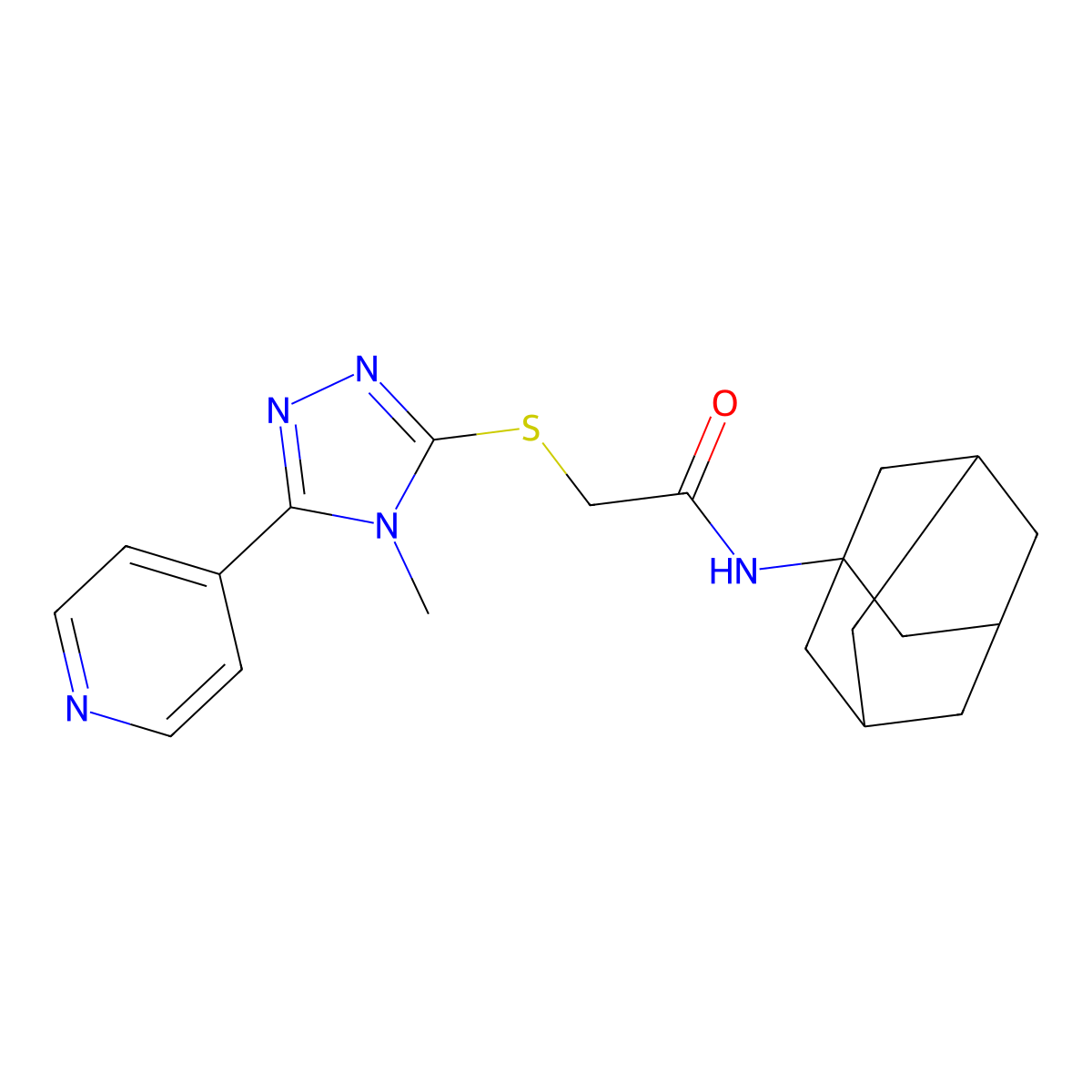 N-(1-adamantyl)-2-[(4-methyl-5-pyridin-4-yl-1,2,4-triazol-3-yl)sulfanyl]acetamide molecular structure, CAS 571931-49-2