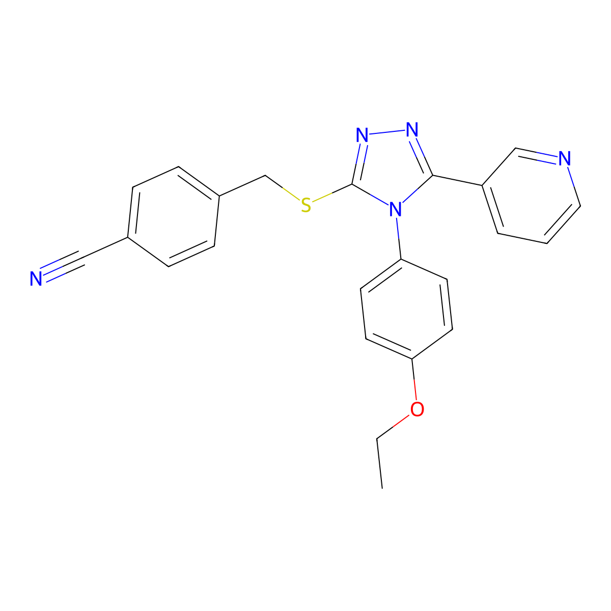 4-(((4-(4-Ethoxy-PH)-5-(3-pyridinyl)-4H-1,2,4-triazol-3-YL)thio)ME)benzonitrile molecular structure, CAS 571942-55-7