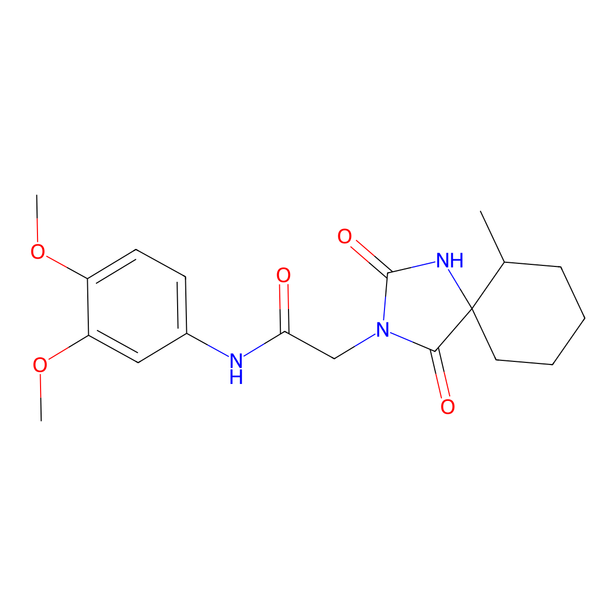 N-(3,4-dimethoxyphenyl)-2-{6-methyl-2,4-dioxo-1,3-diazaspiro[4.5]decan-3-yl}acetamide molecular structure, CAS 571944-35-9