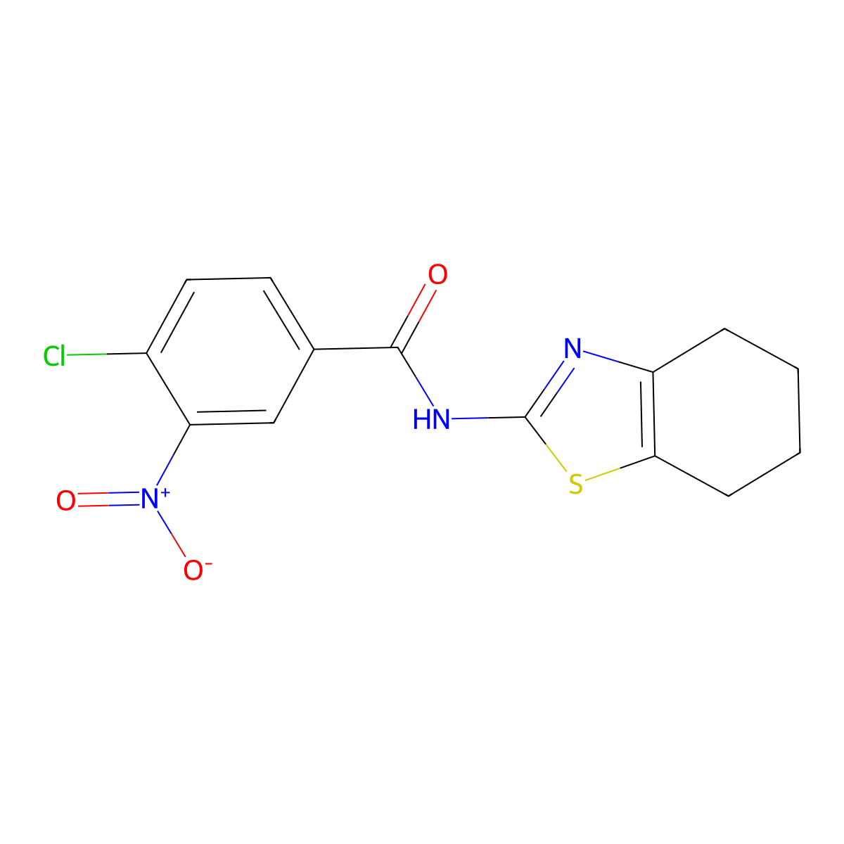 4-chloro-3-nitro-N-(4,5,6,7-tetrahydro-1,3-benzothiazol-2-yl)benzamide molecular structure, CAS 571952-43-7
