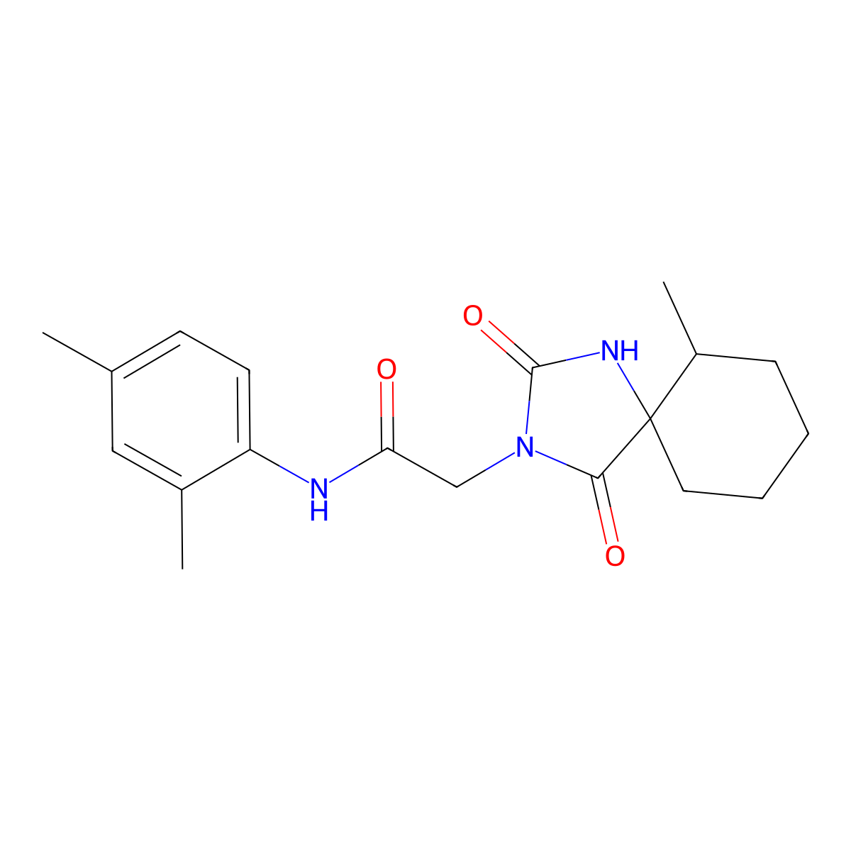 N-(2,4-Dimethylphenyl)-2-{6-methyl-2,4-dioxo-1,3-diazaspiro[4.5]decan-3-YL}acetamide molecular structure, CAS 571956-34-8