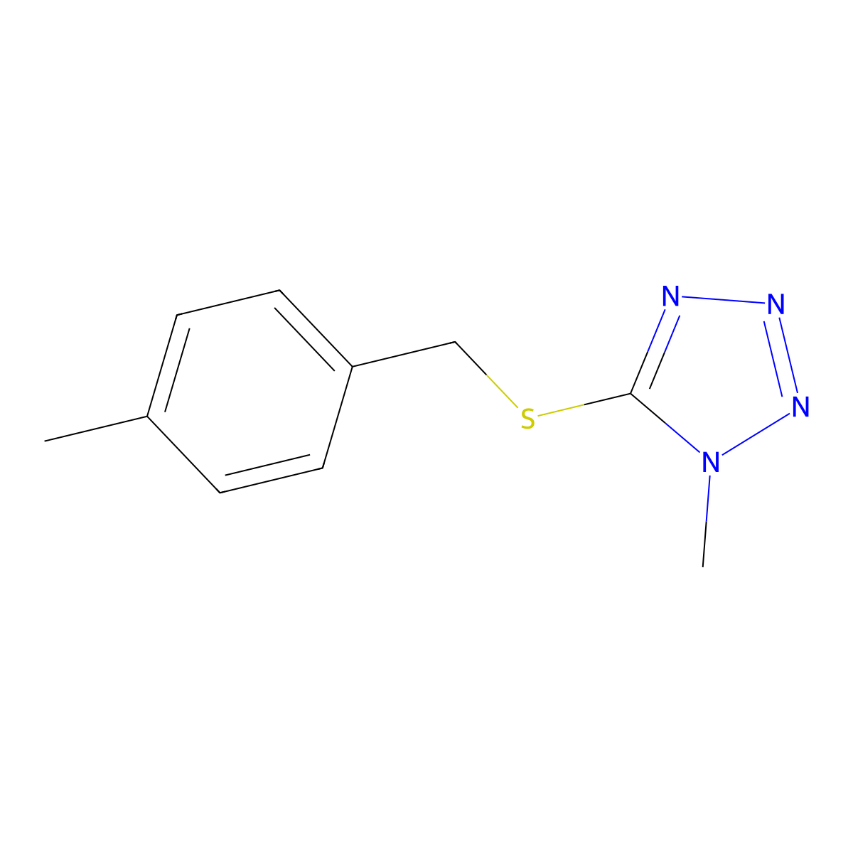 1-Methyl-5-[(4-methylphenyl)methylsulfanyl]tetrazole molecular structure, CAS 571958-44-6