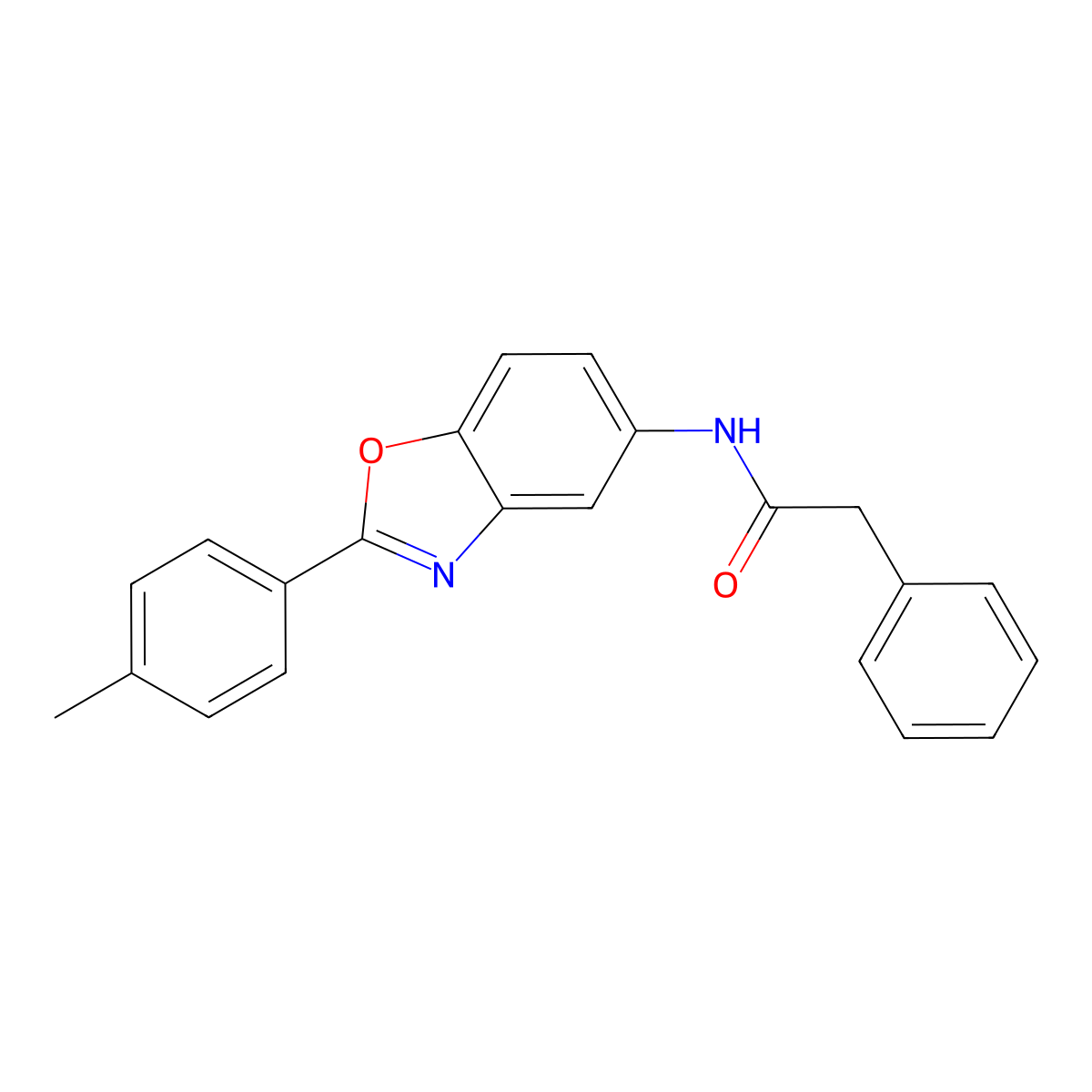 N-[2-(4-methylphenyl)-1,3-benzoxazol-5-yl]-2-phenylacetamide molecular structure, CAS 5720-13-8