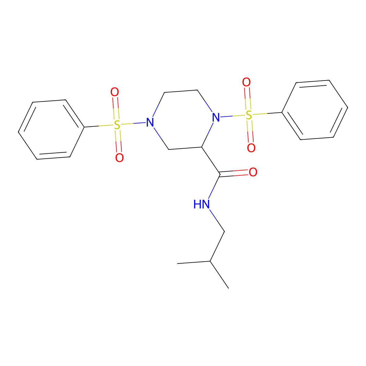 1,4-bis(benzenesulfonyl)-N-(2-methylpropyl)piperazine-2-carboxamide molecular structure, CAS 5720-91-2