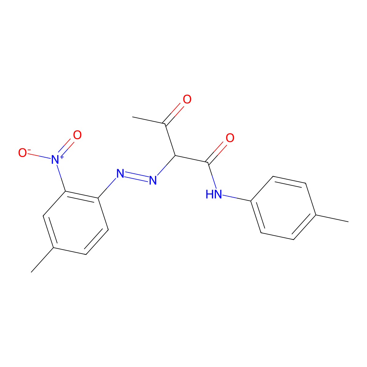 2-(2-(4-Methyl-2-nitrophenyl)diazenyl)-N-(4-methylphenyl)-3-oxobutanamide molecular structure, CAS 57206-92-5
