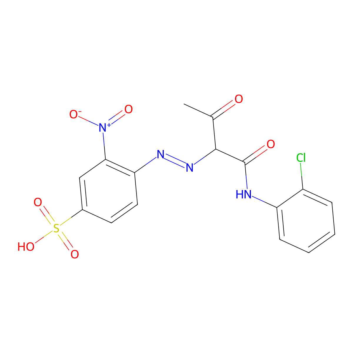 4-((1-(((2-Chlorophenyl)amino)carbonyl)-2-oxopropyl)azo)-3-nitrobenzenesulphonic acid molecular structure, CAS 57206-99-2