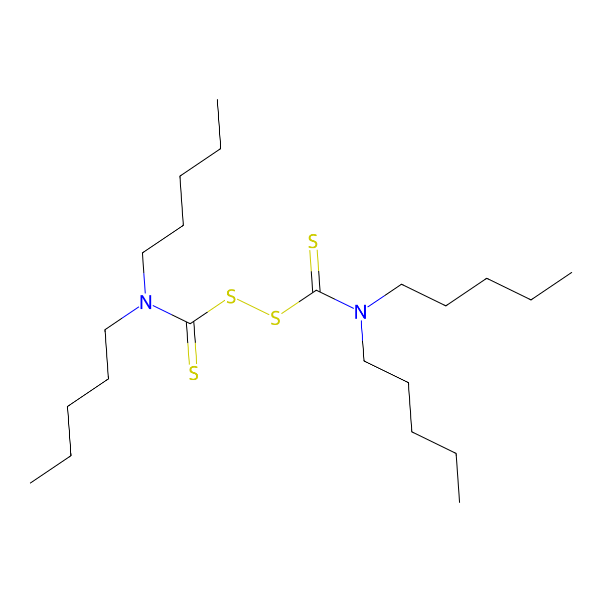 Tetrapentylthioperoxydicarbamic acid molecular structure, CAS 5721-31-3